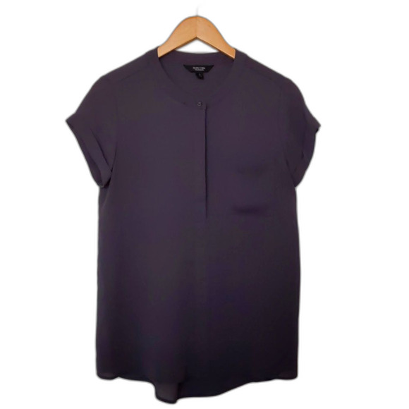 Women's Simply Vera WANG Dark Gray Flowy Stretch Ribbed Short Sleeve Blouse S - Picture 1 of 6